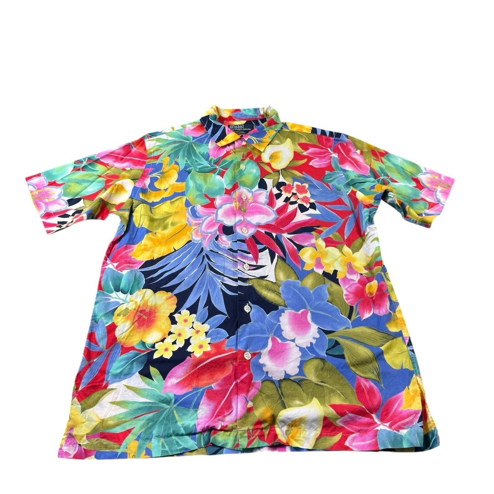 Polo Ralph Lauren Caldwell Floral AOP Loop Collar VTG Hawaiian Shirt Mens M